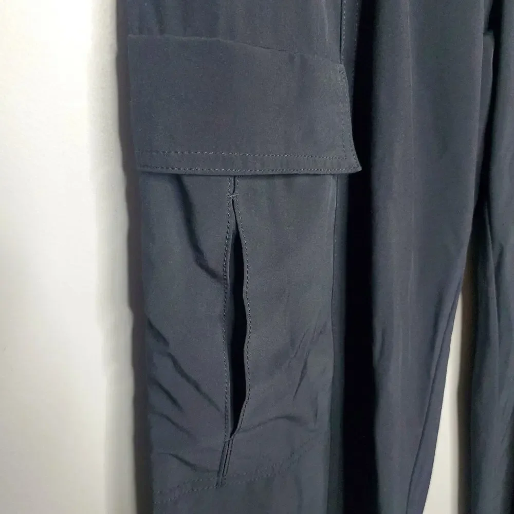 Athleta Chelsea Wide Leg Pant Black Women's Size 8 Utility Cargo Lounge - Picture 5 of 12